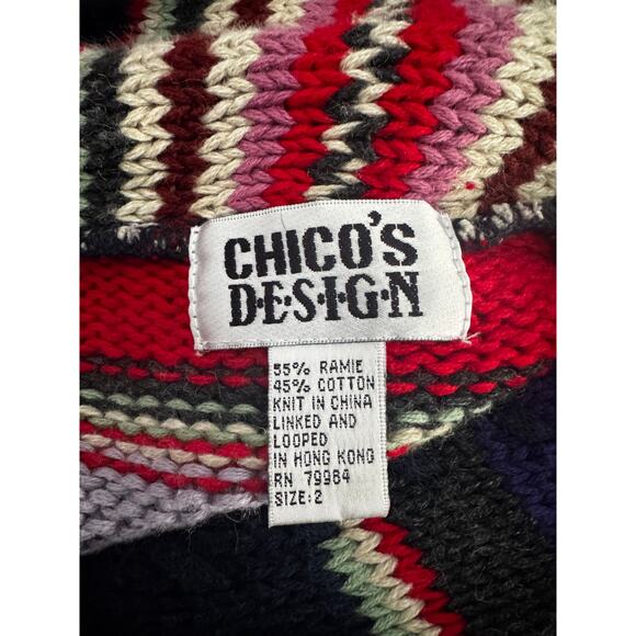 Vintage Chico’s Bold Stripe Boho Southwestern Cardigan Coat Size 2/Size Large - Picture 5 of 5
